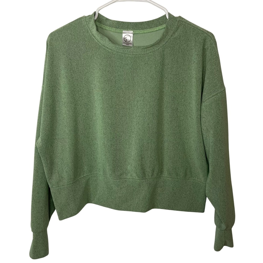 FIVE Dancewear Girls YXL Sage‎ Green Cropped Long Sleeve Top Textured Pullover